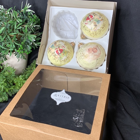 Set of 3 VITBIS hand blown / hand made glass Christmas ornaments made in Poland - Picture 2 of 8